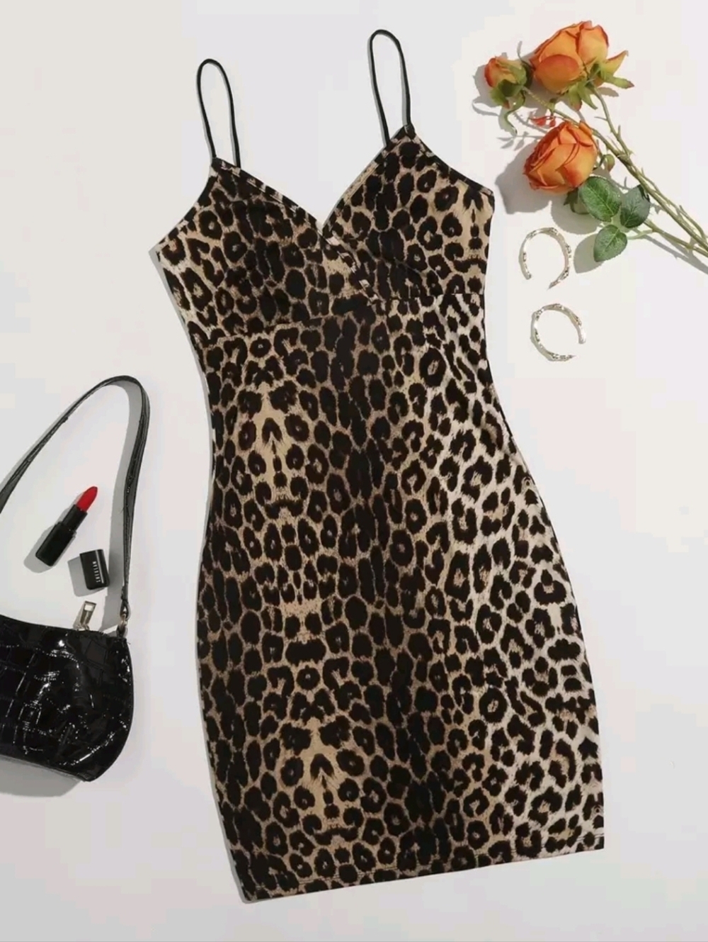 Plus Leopard Print Spaghetti Strap Bodycon Dress - 1XL